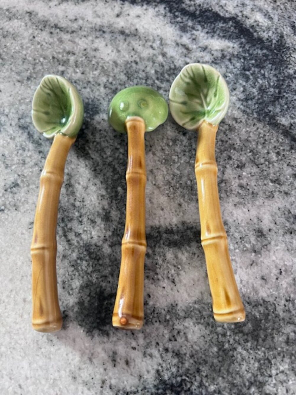 Bamboo Stalks ceramic spoons leaf shaped‎ bowls serving collectible tableware